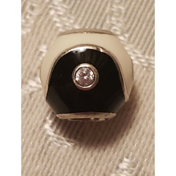 Pandora Yin Yang Charm Sterling Silver Retired Marked 925 ALE White Black Enamel - Picture 4 of 9